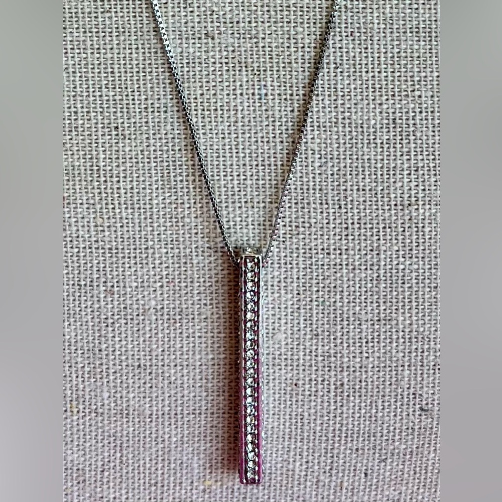 Bar Pendant Necklace - Silver plated chain - Picture 4 of 16